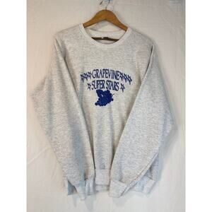 Vtg Y2K Cotton Sweatshirt Grapevine, Texas Sz Large Gray Midweight Lee Made‎ USA